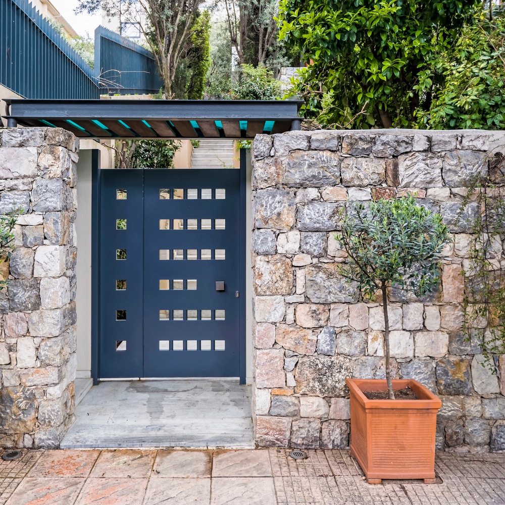 Contemporary,Family,House,External,Entrance,Metallic,Door,,Athens,Greece
