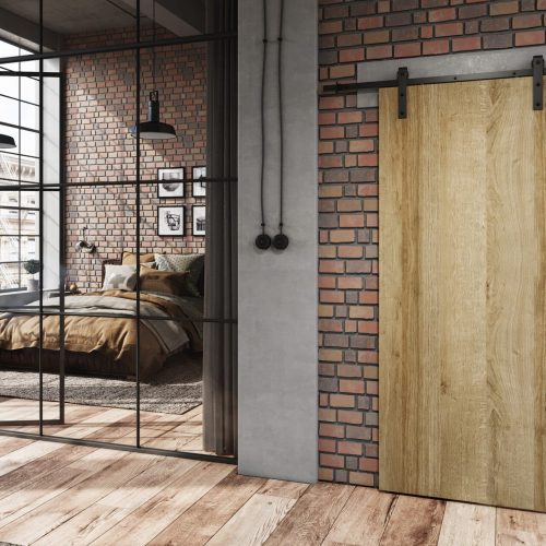 drewniane drzwi przesuwne w pokoju